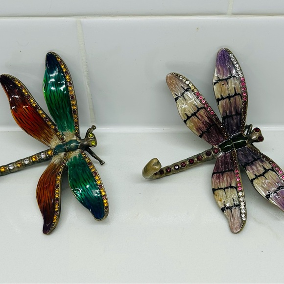 Elegant Multicolor Dragonfly trinkets for display set of 2 - Picture 2 of 9